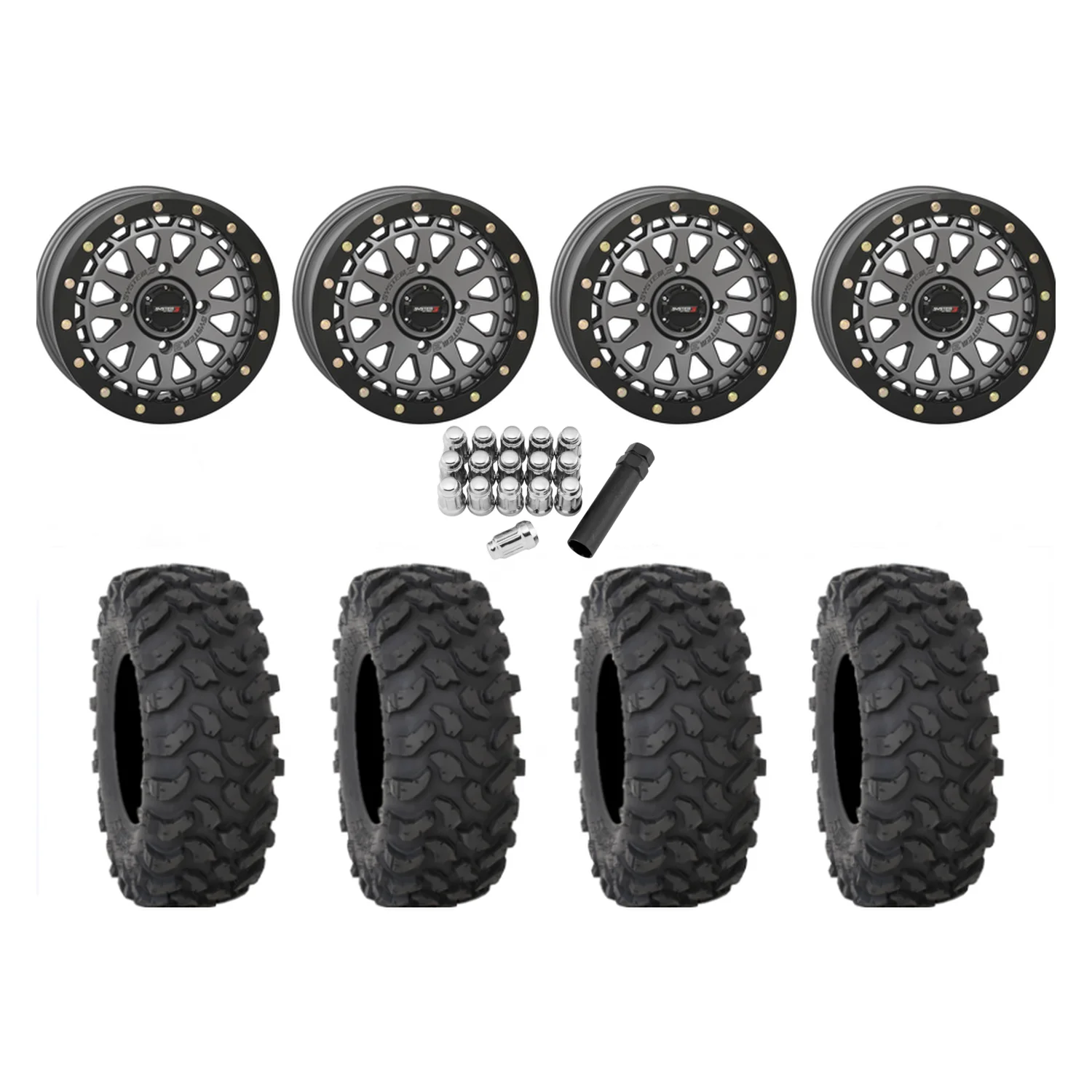 System 3 XTR370 30x10-15 Tires on SB-6 Gunmetal Beadlock Wheels